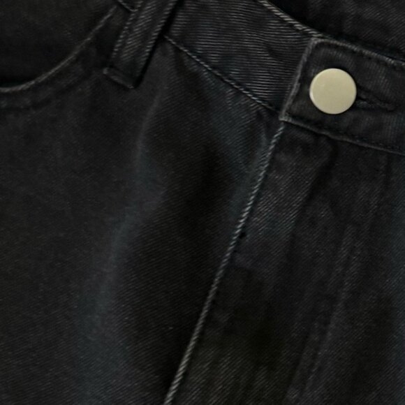 Cider NEW Denim Patchy Jeans Wide Leg Slits Stripe Flare Zip Cotton Colorblock M - Picture 11 of 15